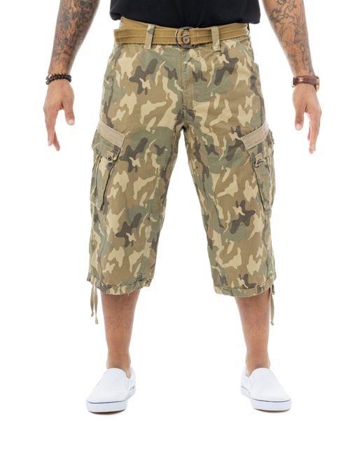 Xray Jeans Belted 18 Long Cargo Shorts With Draw Cord in Green for Men |  Lyst