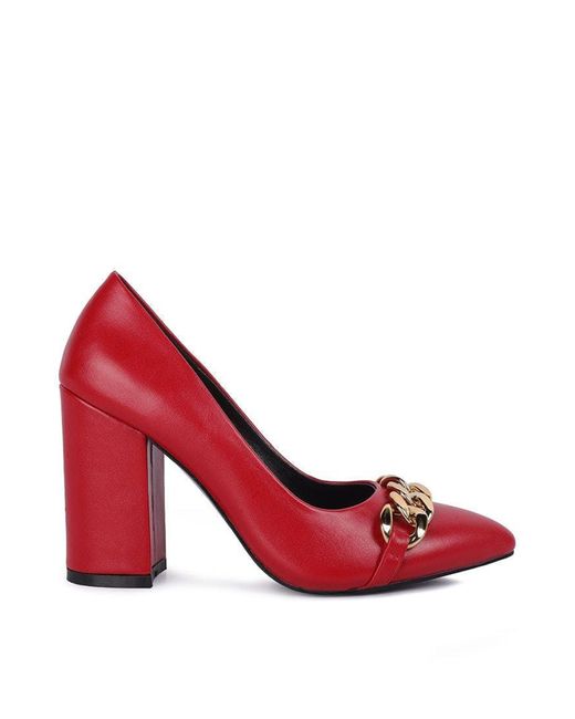 LONDON RAG Majesty High Block Heeled Pump Heels in Red Lyst