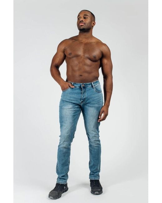 BARBELL APPAREL Slim Athletic Fit Jeans in Blue for Men