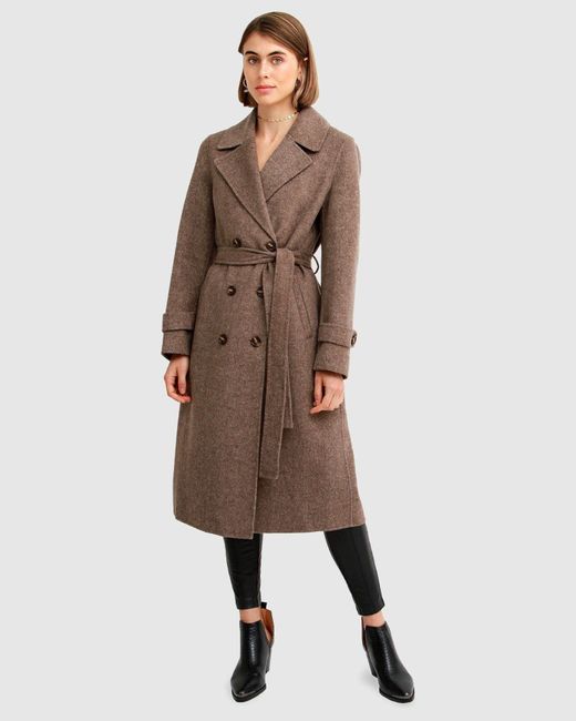 Belle & Bloom Front Runner Belted Coat in Brown Lyst