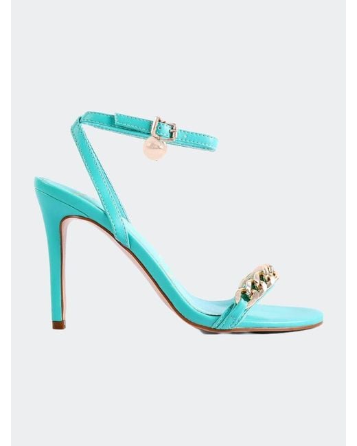 LONDON RAG Mooning High Heeled Metal Chain Strap Sandals in Blue | Lyst
