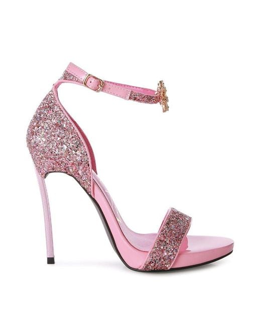LONDON RAG Straight Fire High Heeled Glitter Sandals in Pink | Lyst