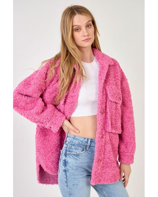 English Factory Oversized Sherpa Jacket in Pink | Lyst