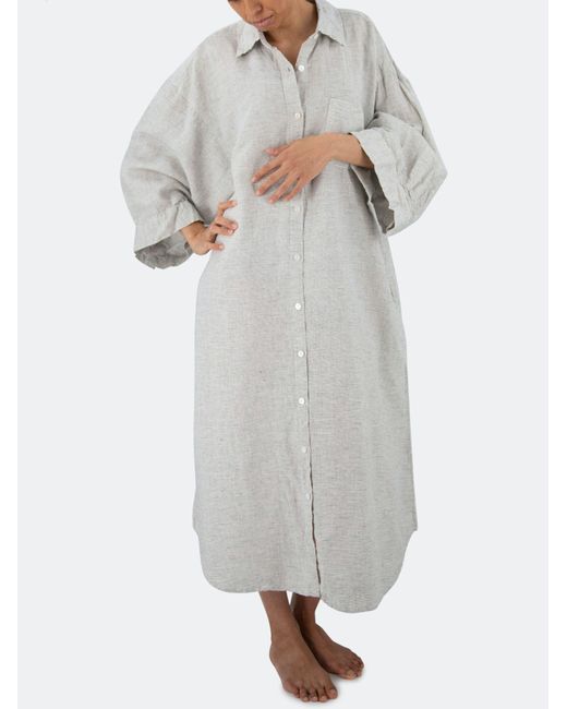French linen Robe in White
