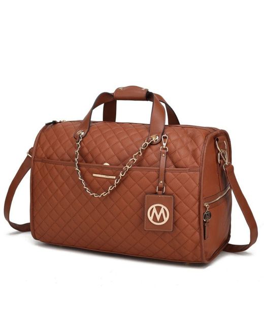 MKF Collection by Mia K Lexie Vegan Leather Duffle Bag in Brown Lyst