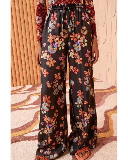 ULLA JOHNSON Kori belted cotton, linen and silk-blend wide-leg pants