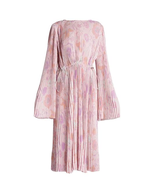 Balenciaga Pleated Drawstring Dress in Pink Floral (Pink) | Lyst