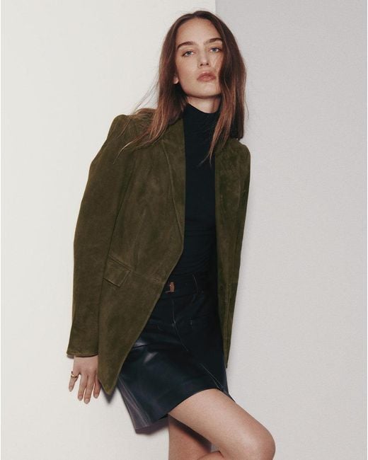 Veronica Beard Green Duane Suede Dickey Jacket
