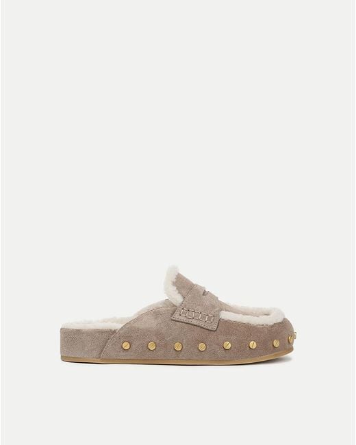 Veronica Beard White Fenix Shearling Mule