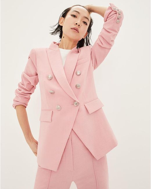 Veronica Beard Pink Miller Dickey Double-breasted Blazer