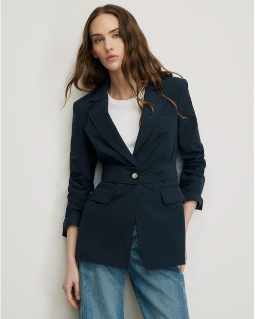 Veronica Beard Blue Howard Belted Jacket