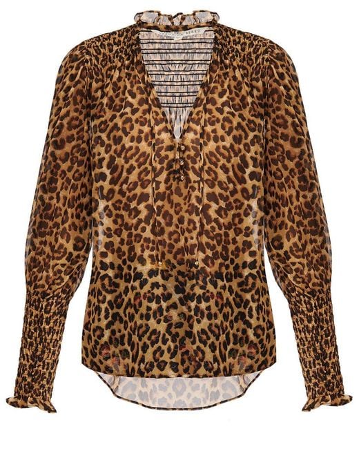 Veronica Beard Silk Jaz Blouse in Leopard (Brown) - Lyst