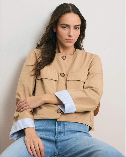 Veronica Beard Blue Gala Cropped Utility Jacket