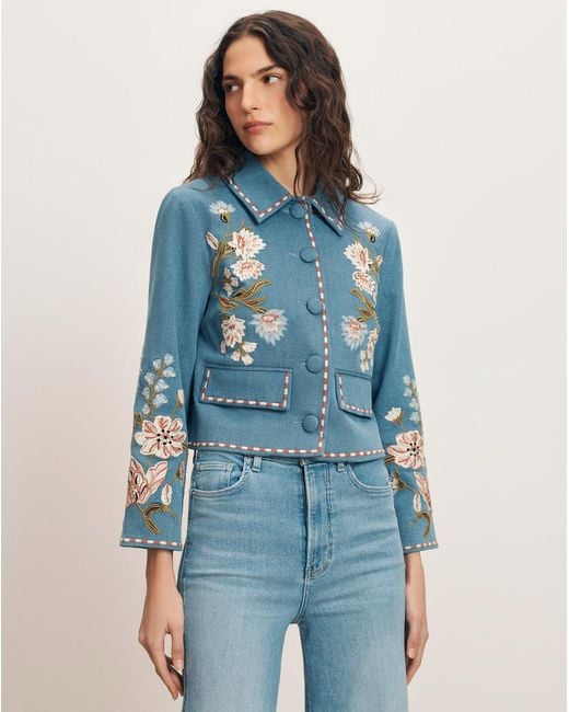 Veronica Beard Blue Vikaria Embroidered Jacket