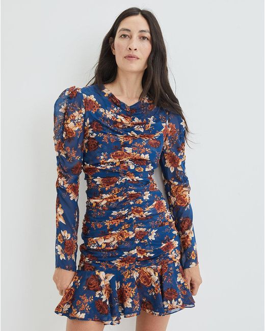 Veronica Beard Silk Hedera Floralprint Dress in Blue Lyst UK