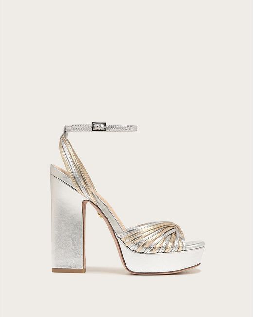 Veronica Beard Fletcher Strappy Leather Sandal in Natural | Lyst