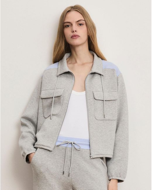 Veronica Beard Gray Stellant Stretch-scuba Jacket