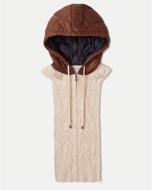 Veronica Beard Brown Orine Contrast Hoodie Dickey Mocha Heathered Sand