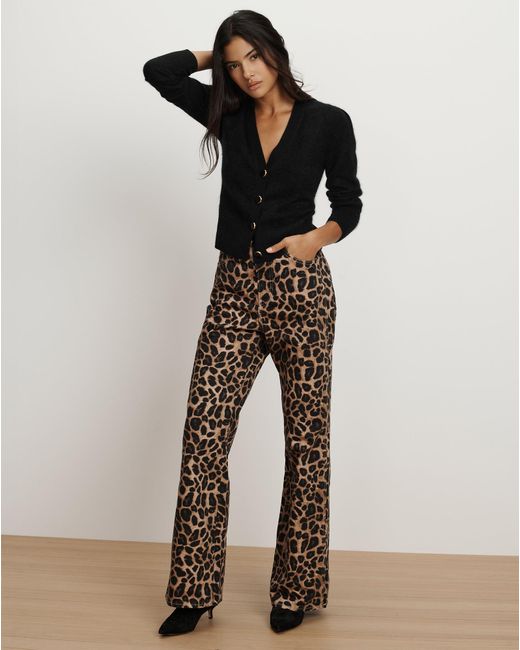 Veronica Beard Multicolor Taylor Leopard Wide-leg Jean