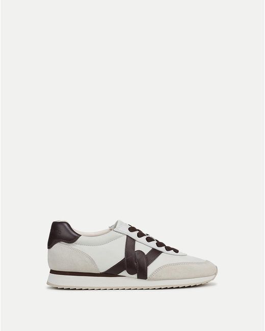 Veronica Beard White Penrose Sneaker Lily Raisin Chocolate