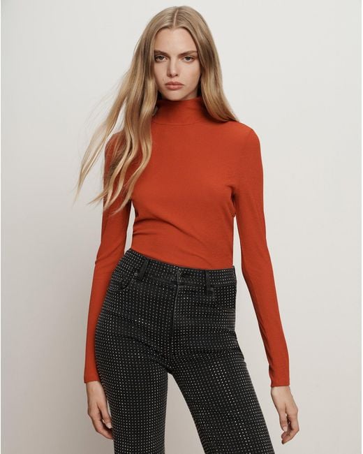 Veronica Beard Red Wyeth Turtleneck Top