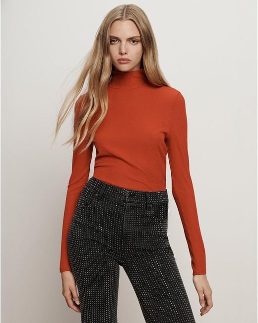 Veronica Beard Red Wyeth Turtleneck Top