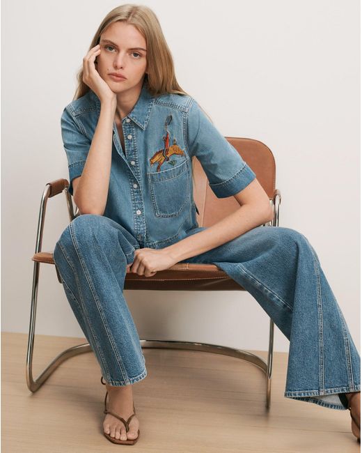 Veronica Beard Blue Spruce Button-down Shirt