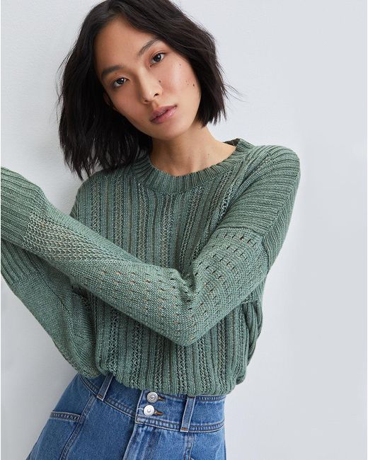 Veronica Beard Green Erka Linen Sweater