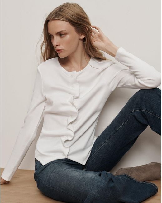 Veronica Beard Gray Jasminah Button-front Top