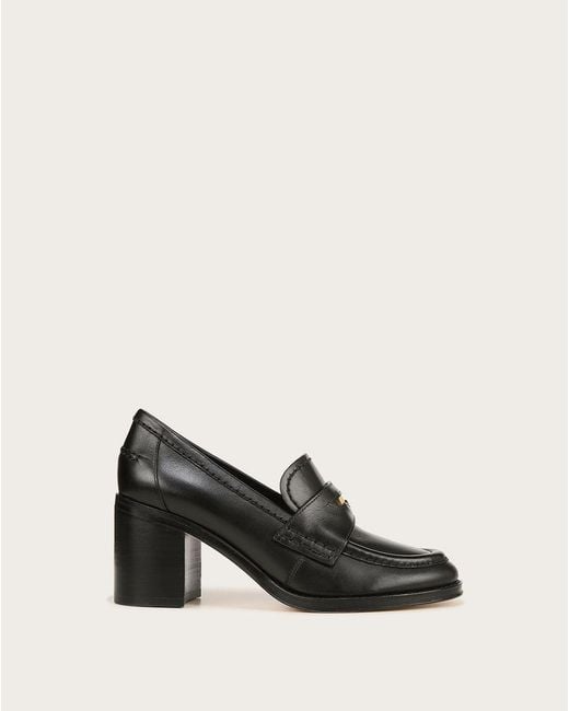 Veronica Beard Penny Leather Loafer Heel in Black | Lyst