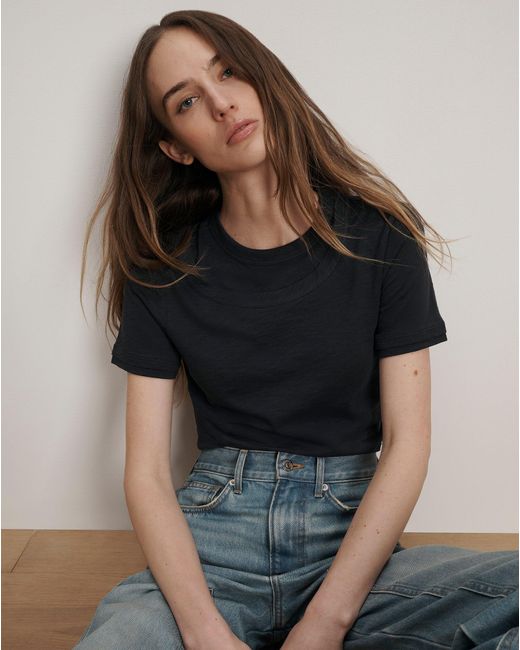 Veronica Beard Blue Damian Double-collar T-shirt
