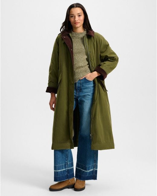 Veronica Beard Green Dietz Wax-coated Field Coat