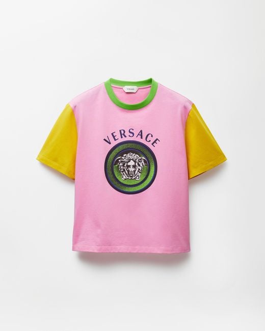 Versace Pink Printed Cotton-Jersey T-Shirt