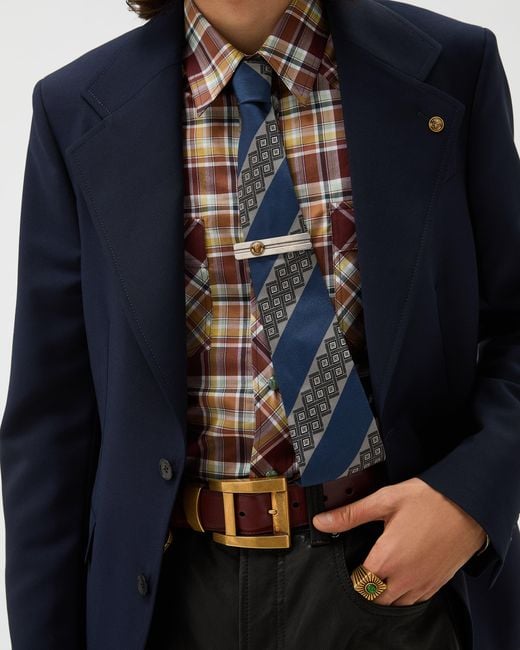 Versace Blue Printed Jacquard Silk Tie for men