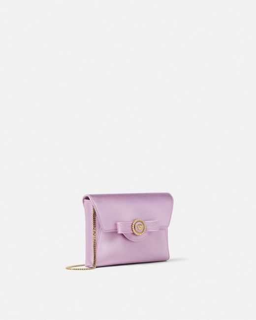 Versace Pink Crystal Gianni Ribbon Satin Clutch