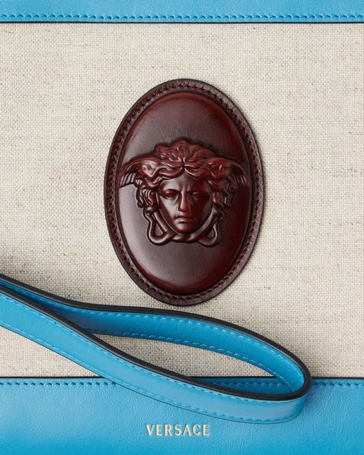 Versace Blue Rivière Canvas Pouch