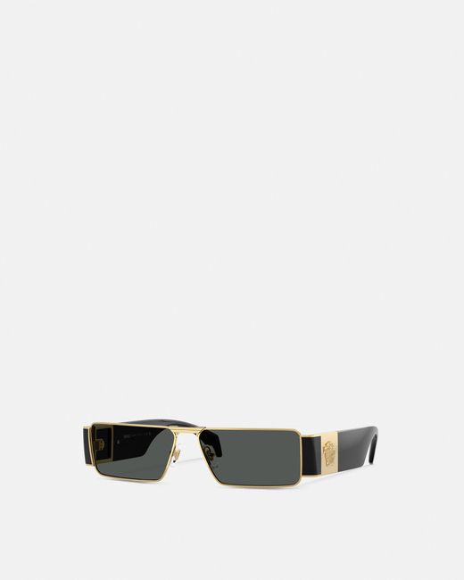 Versace White Medusa Plaque Rectangular Sunglasses for men