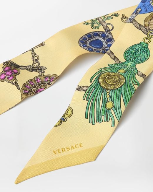 Versace White Printed Silk Twill Ribbon