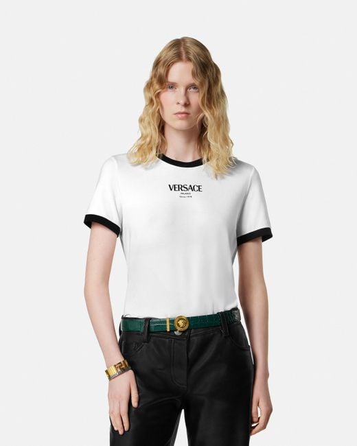 Versace White Stretch Viscose-Jersey T-Shirt