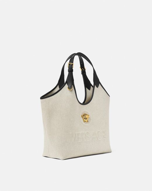 Versace Natural La Medusa Canvas Tote