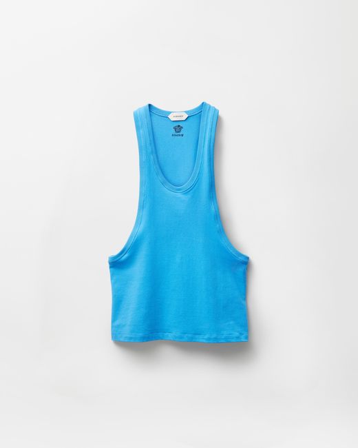 Versace Blue Cotton-Jersey Tank Top for men