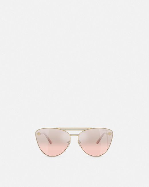 Versace Natural Tubular Greca Cat-eye Sunglasses