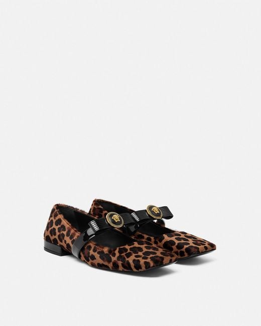 Versace Gianni Ribbon Ballerines Leopard in White Lyst