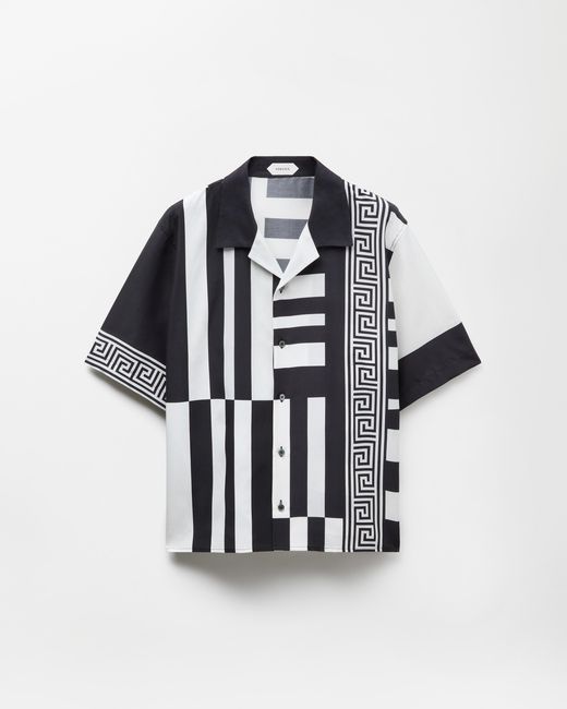Versace Black Printed Cotton-Silk Shirt for men