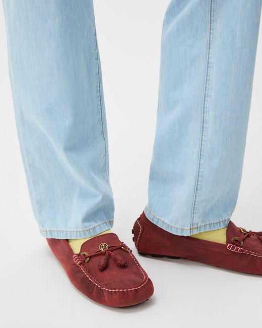 Versace White Robin Suede Driver Shoes for men