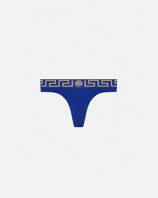 Versace Blue Greca Border Thong for men