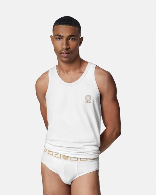 Versace White Slip À Bordure Greca for men
