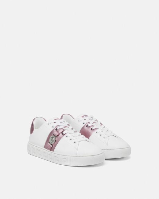 Versace White Greca Embellished Sneakers