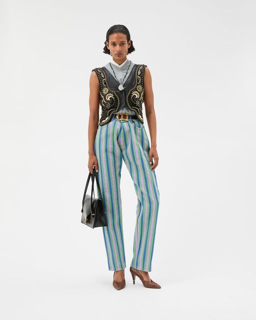 Vaqueros Rectos Con Rayas Versace de color Blue