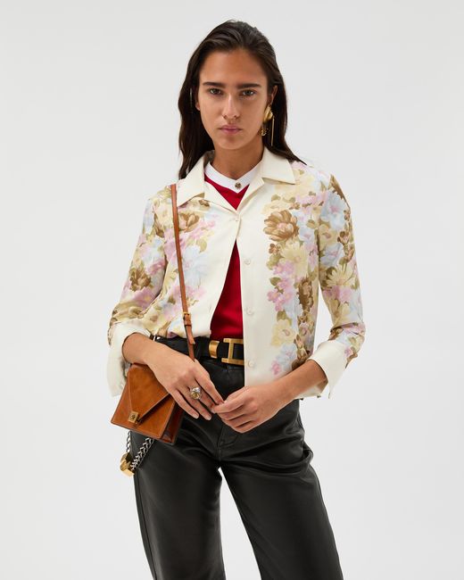 Versace Natural Printed Silk Twill Shirt